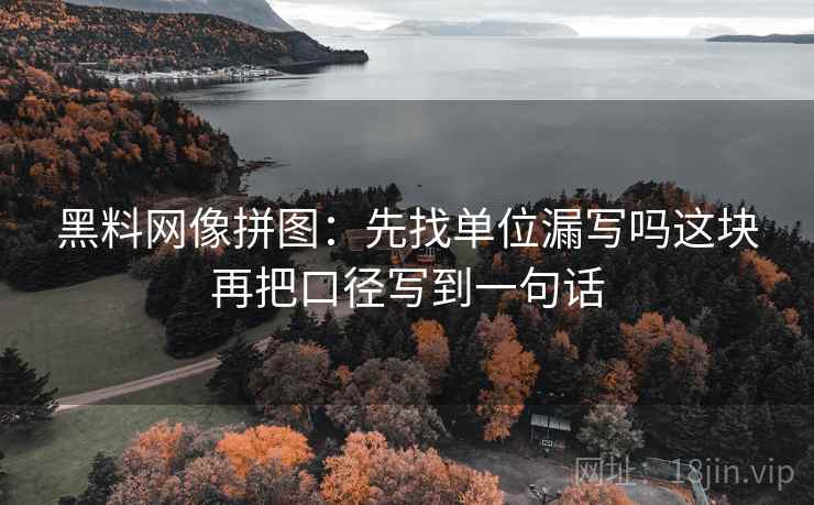 <strong>黑料网</strong>像拼图：先找单位漏写吗这块再把口径写到一句话